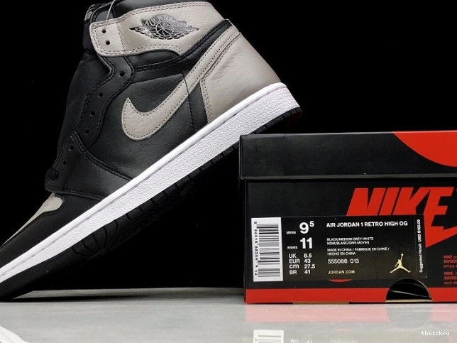 Reps TBK Black Retro Grey Jordan Air 1 Shadow OG High 555088-013 0806